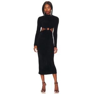 Ronny Kobo Chryssa Knit Dress Cut-Out Mock Neck Long Sleeve Black Size XS